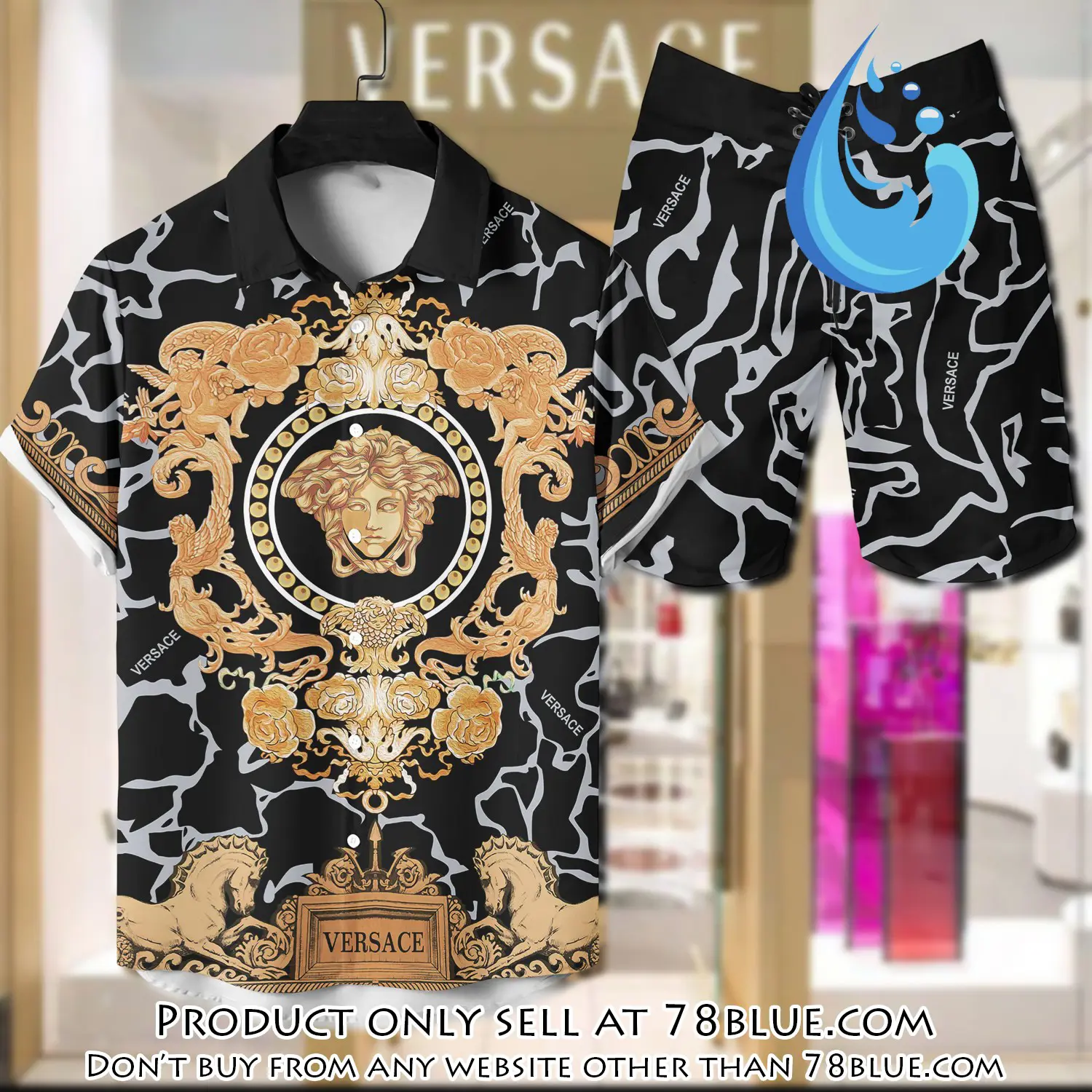 Versace luxury hawaiian shirt & short set lhs1204 78b5919014